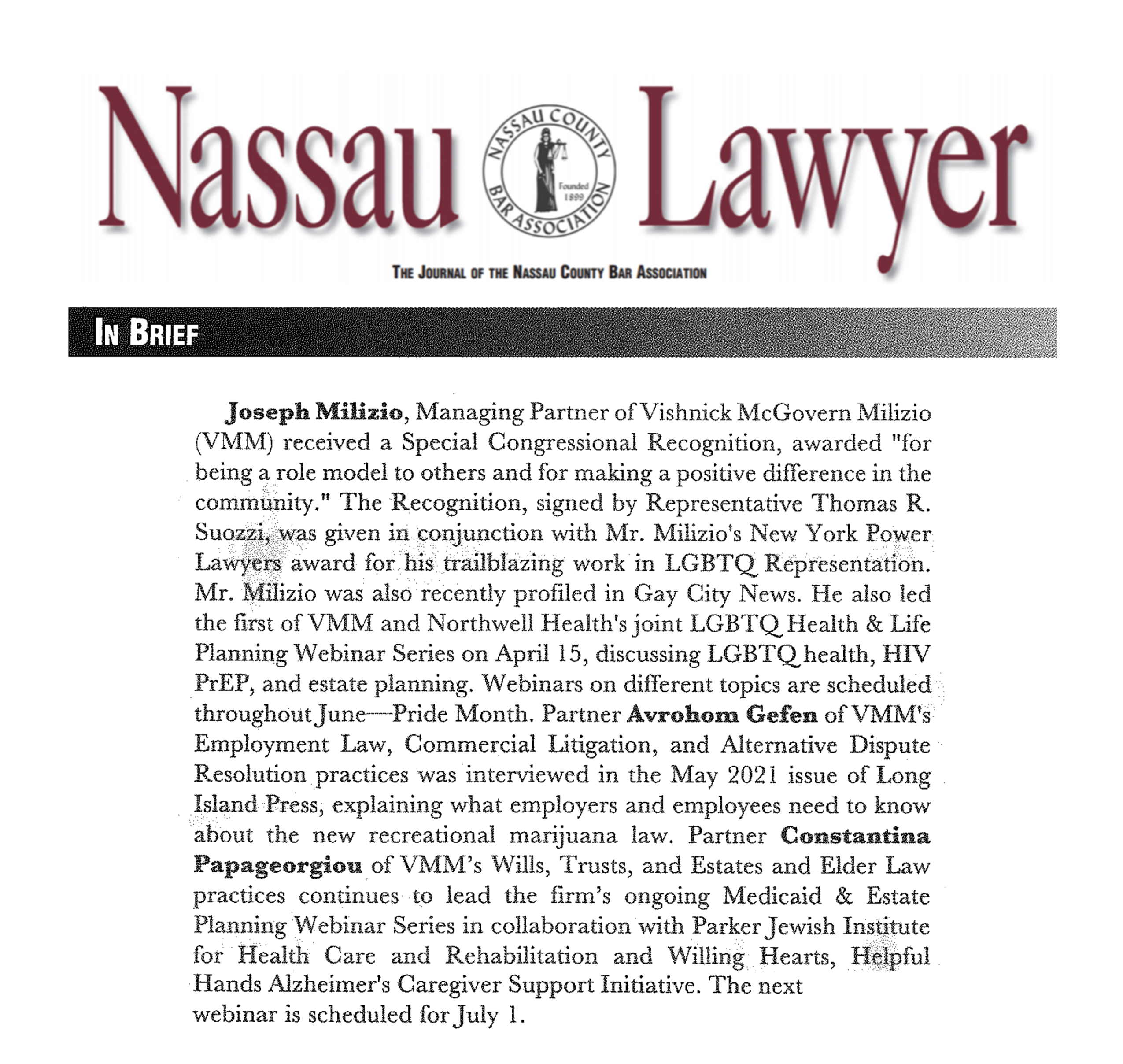 Nassau Lawyer Article