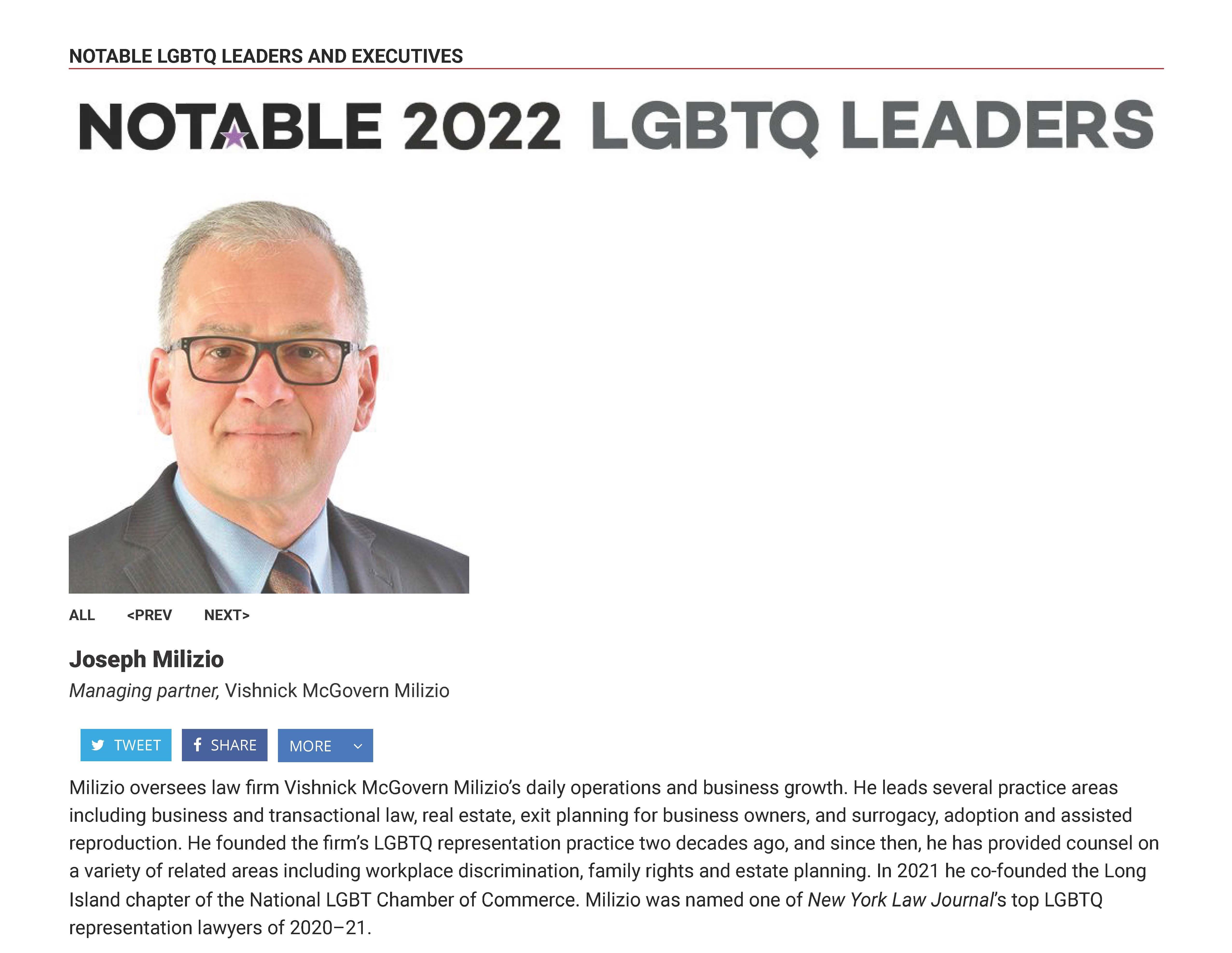 Notable LGBTQ-2022 -Joseph Milizio 