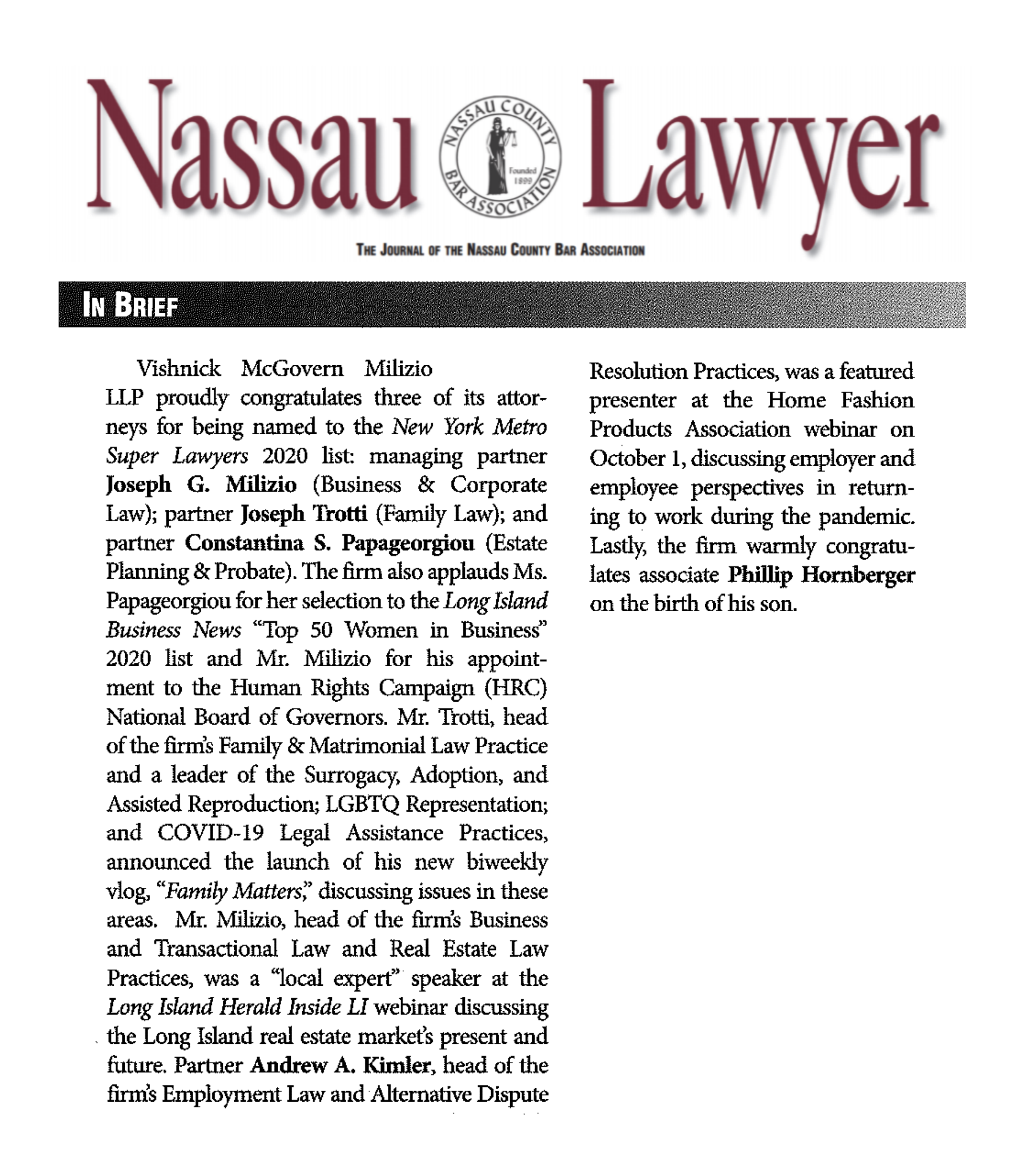 Nassau Lawyer Article