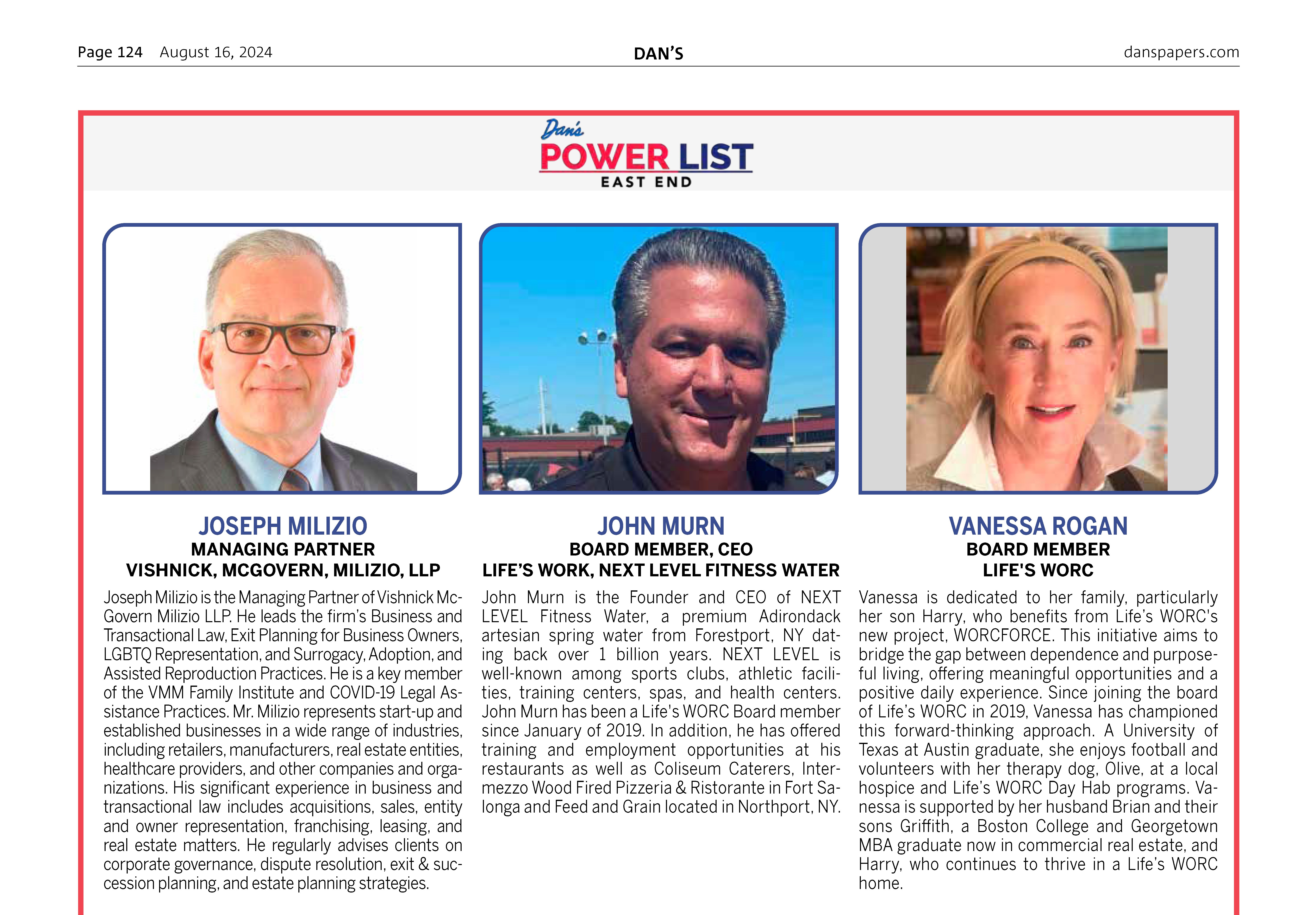 Managing Partner Joseph Milizio Named to Dan's Papers Power List of the East End 2024