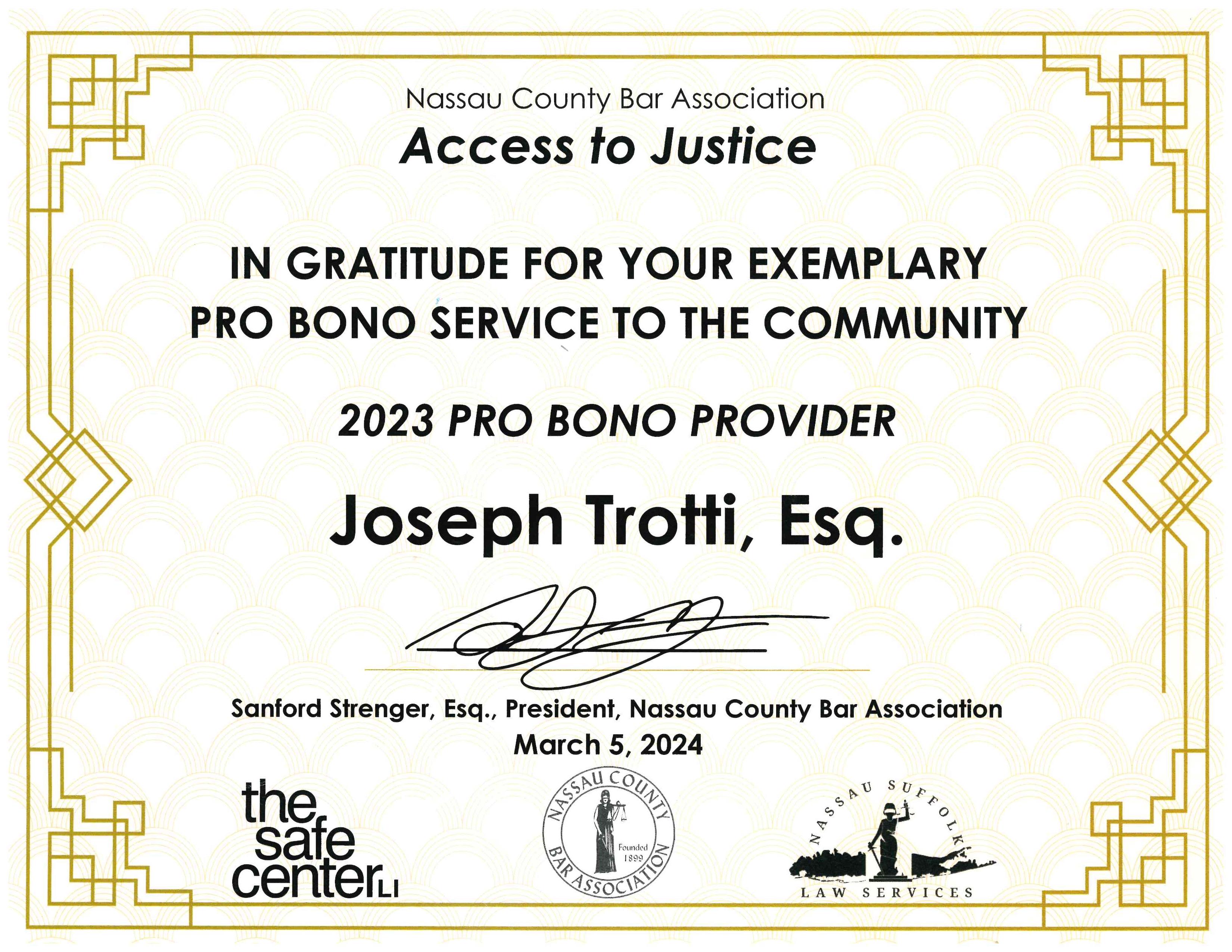 Nassau County Bar Association Award